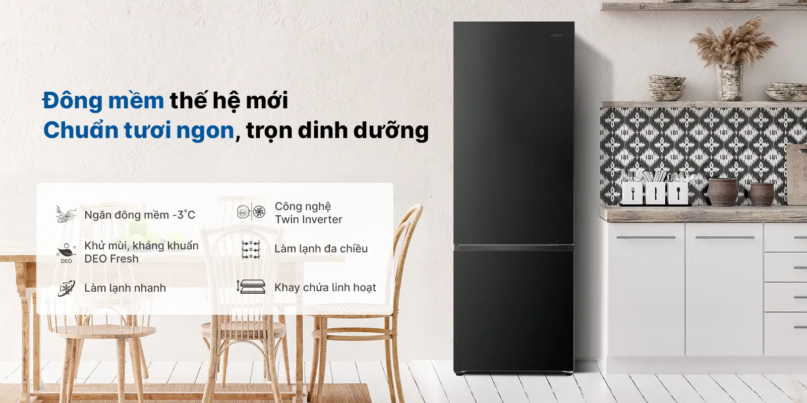 Tủ lạnh Aqua Inverter 260 lít AQR-B310MA(FB)